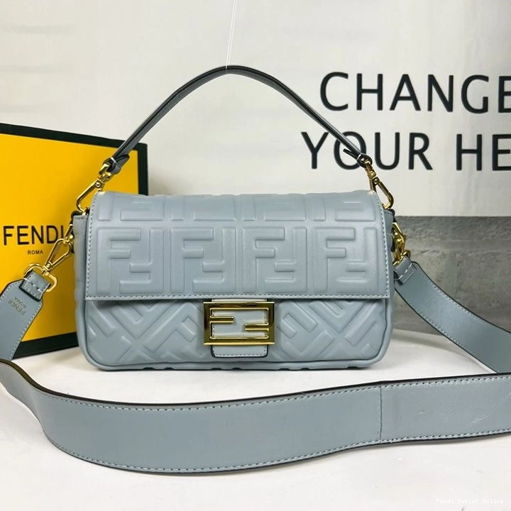 Affordable Nappa Sky Motif In Baguette Bag Fendi Blue FF Medium Leather 0727